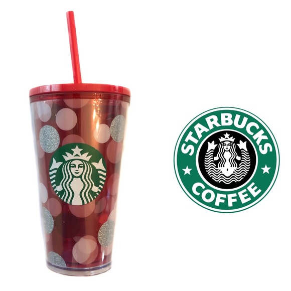 Starbucks Other - Starbucks Be Mine Valentine Cold Cup Tumbler Red Pink Polkadots